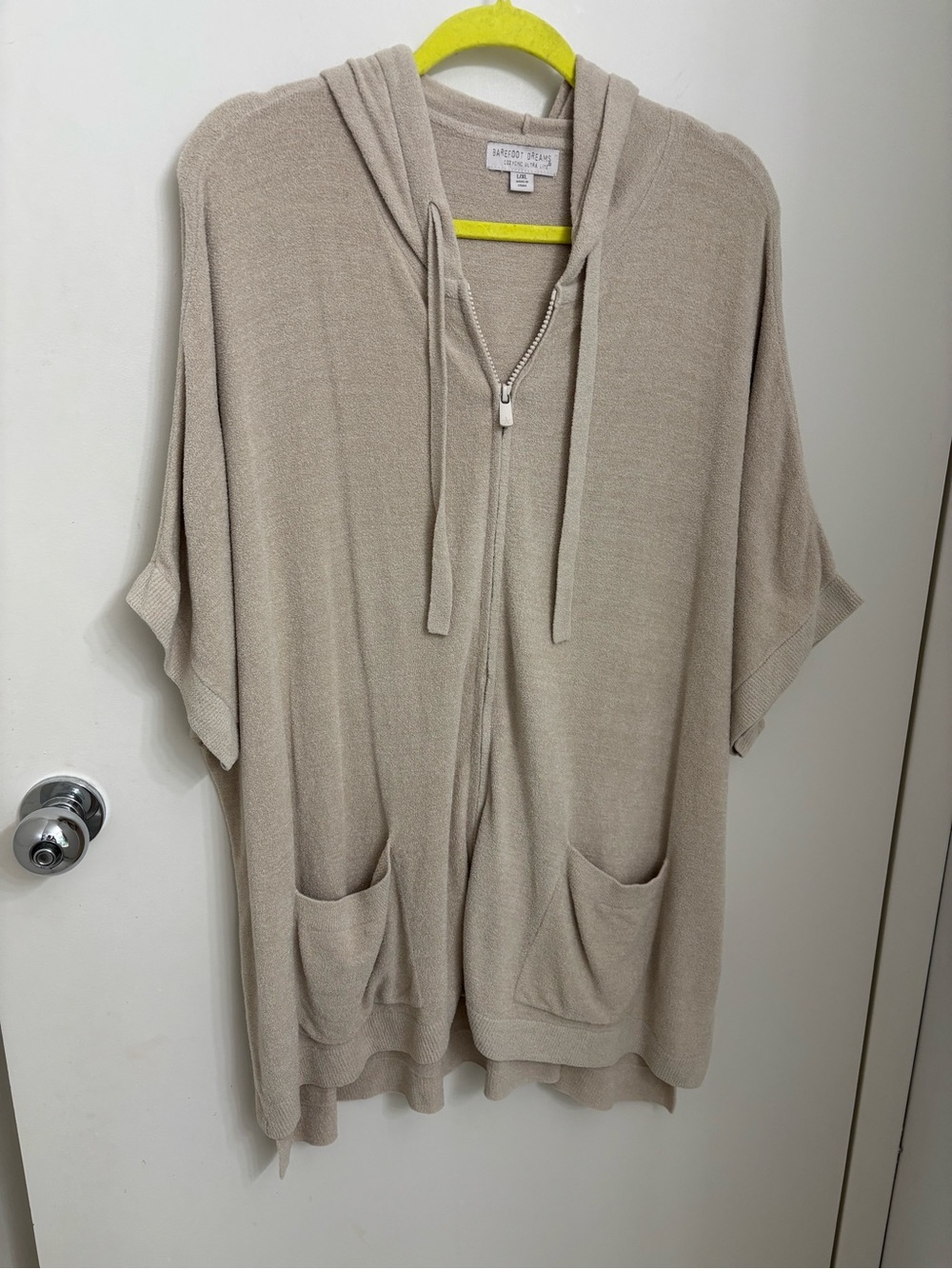 Barefoot Dreams CozyChic Ultra Lite hooded short sleeve zip sweater